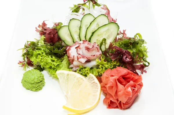 Japanese cuisine sashimi with vegetables and fish — Stock Photo, Image
