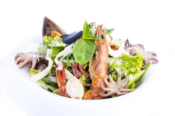 Salat mit Gemüse und Meeresfrüchten — Stockfoto
