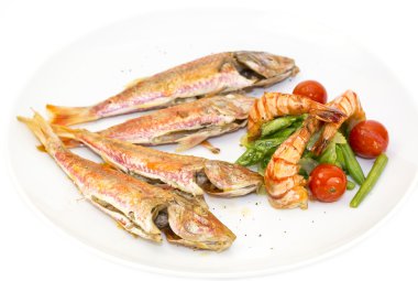 karides salata ızgara balık