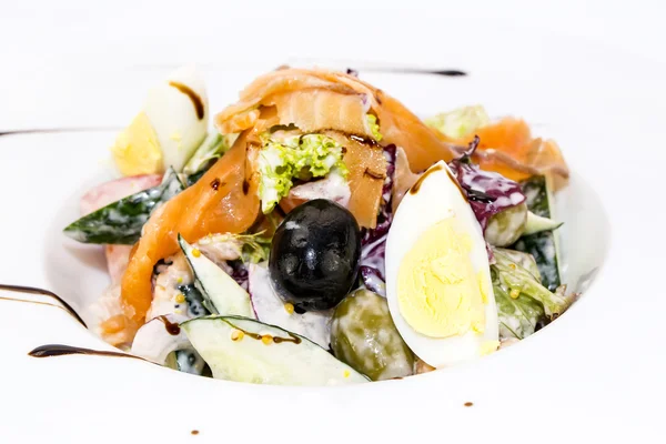 Seafood salad vegetables and eggs — Stock Photo, Image