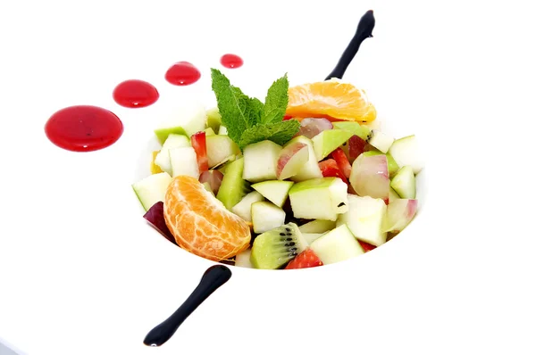 Fruit salad with ice cream — Stock Photo, Image