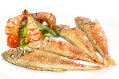 karides salata ızgara balık