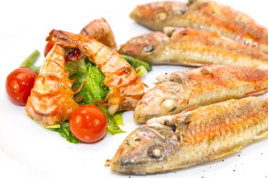 karides salata ızgara balık