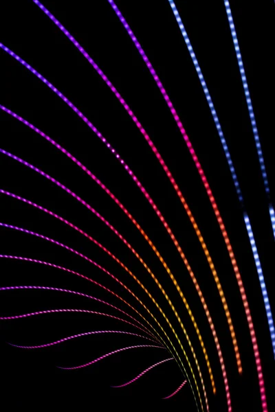 Neon abstracte achtergrond van lijnen en bokeh — Stockfoto