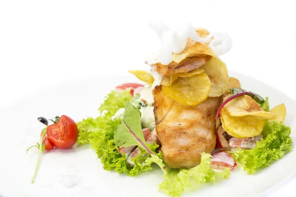 Salad with chicken and potatoes — Stock Photo, Image