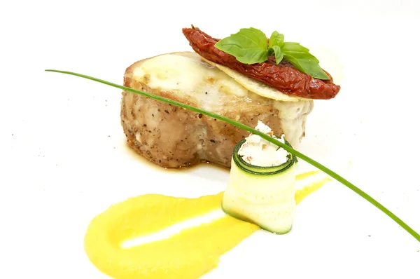 Stekt kött med senapssås — Stockfoto
