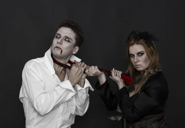 Witch and a vampire — Stock Photo, Image