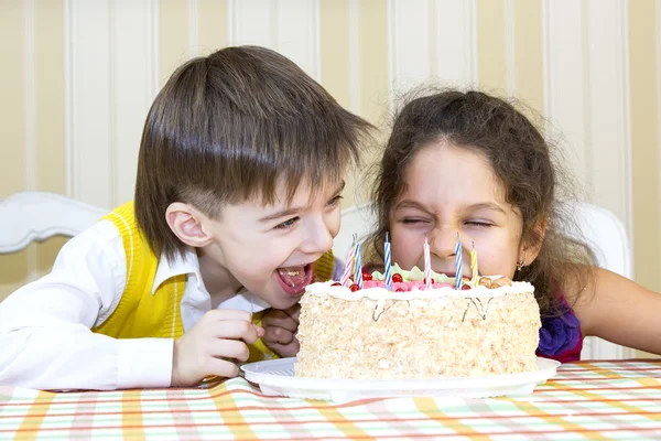 Have fun eating birthday cake Stock Picture