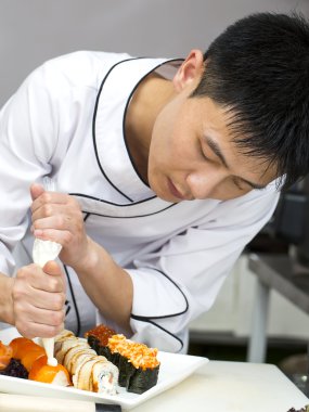 Japon Şef yemek hazırlama