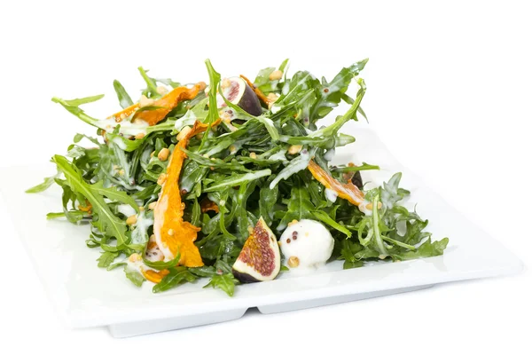 Salad of arugula ham cheese — Stock Photo, Image