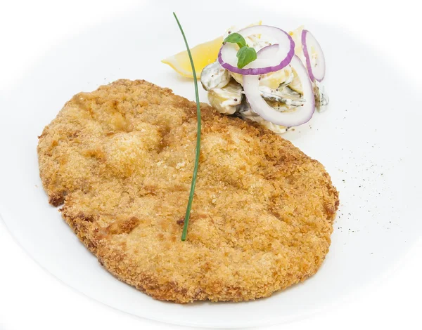 Schnitzel plantaardige salade — Stockfoto