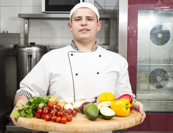 Chef preparando alimentos — Fotografia de Stock