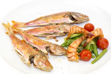 karides salata ızgara balık