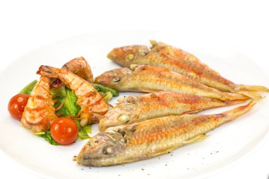 karides salata ızgara balık