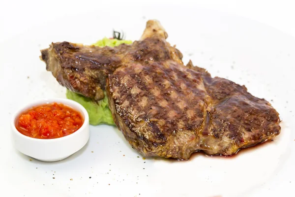 Paradicsom szósz urface grillezés steak — Stock Fotó