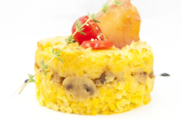 Couscous embellished with eggplant and tomato — Stock Photo, Image