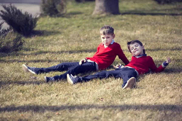 Jongens op een wandeling in het park — Stockfoto