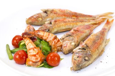 karides salata ızgara balık