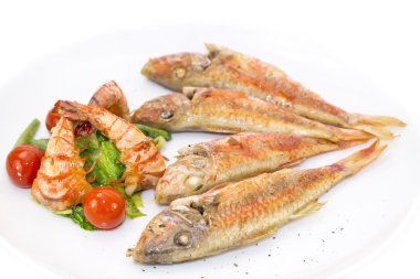 karides salata ızgara balık
