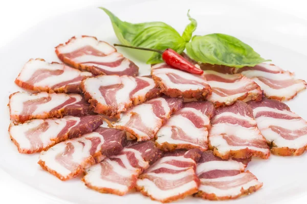 Bacon, ui en peper — Stockfoto