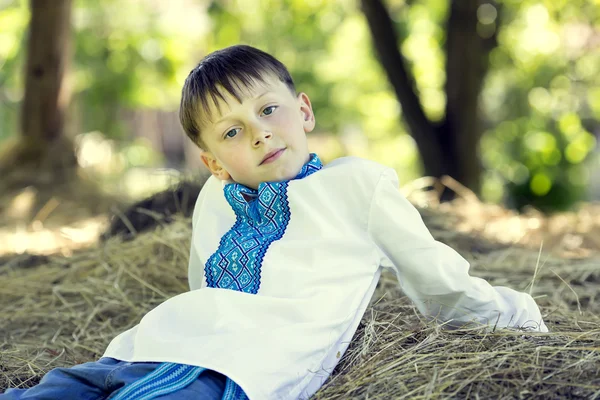 Jongen op een zomer aard — Stockfoto