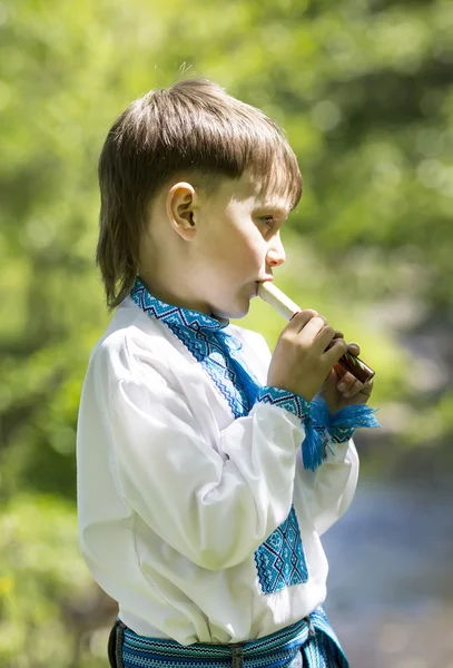 Jongen op een zomer aard — Stockfoto