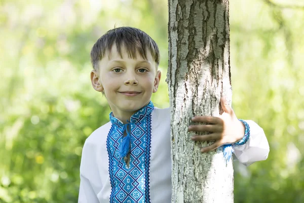 Ragazzo su una natura estiva — Foto Stock