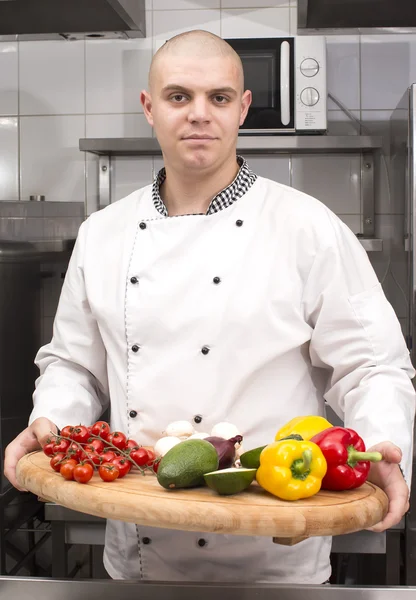 Chef preparando alimentos — Fotografia de Stock