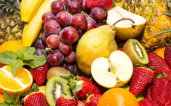 Fresh fruits bunch berry, banana — Stock Photo, Image