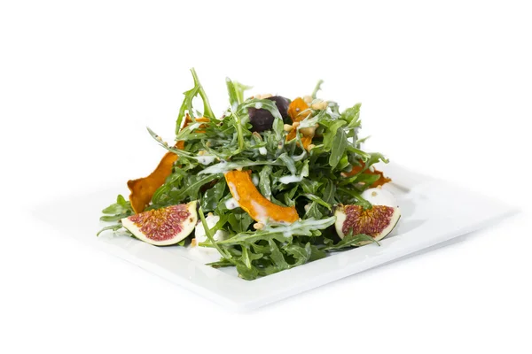 Salad of arugula ham cheese — Stock Photo, Image