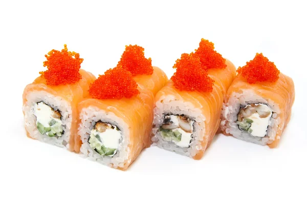 Japanese rolls with fish and vegetables — Stock Photo, Image