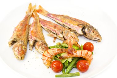 karides salata ızgara balık