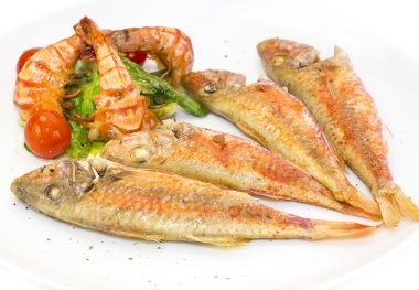 karides salata ızgara balık