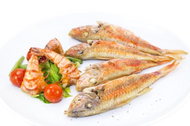 karides salata ızgara balık