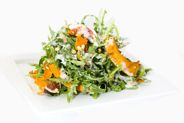 Salad of arugula ham cheese — Stock Photo, Image