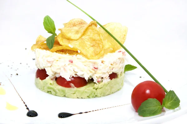 Pea salad cheese and tomato — Stock Photo, Image