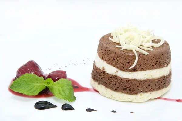 Postres de chocolate cremoso y helado — Foto de Stock