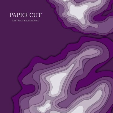 Topografik harita konsepti veya pürüzsüz origami katmanları kağıt kesimi. Harita biçimlendirme bilgileri siyah ve beyaz geometrik dalgaları siliyor.