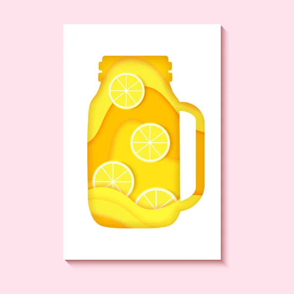 Les silhouettes de papier coupé cocktail. Composition créative lumineuse d'alcool, de jus ou d'eau avec orange, lima ou citron. — Image vectorielle