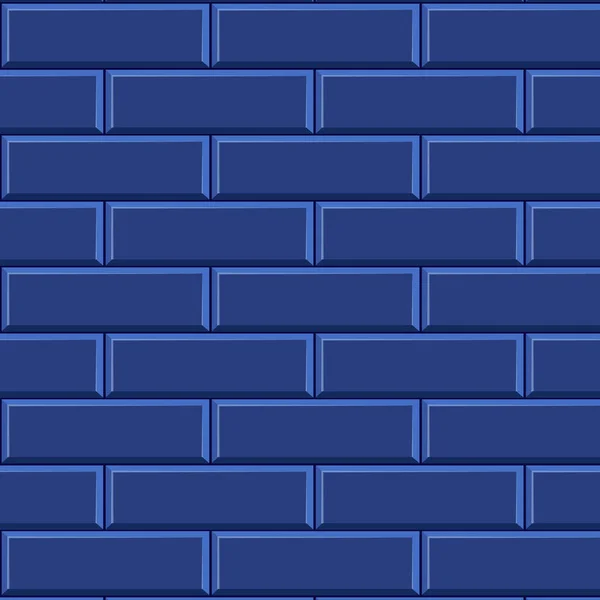 Keramische of aardewerk moderne blauwe tegels.Bakstenen muur van het gebouw. — Stockvector