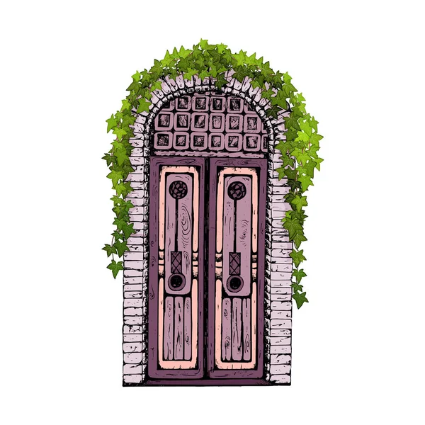 Porte vintage dessinée à la main. — Image vectorielle