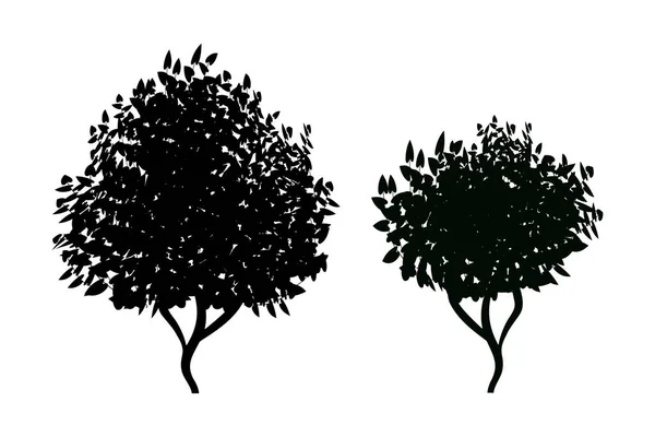 Decorative Design Element Black White Colors Set Monochrome Silhouette Shrubs — 图库矢量图片