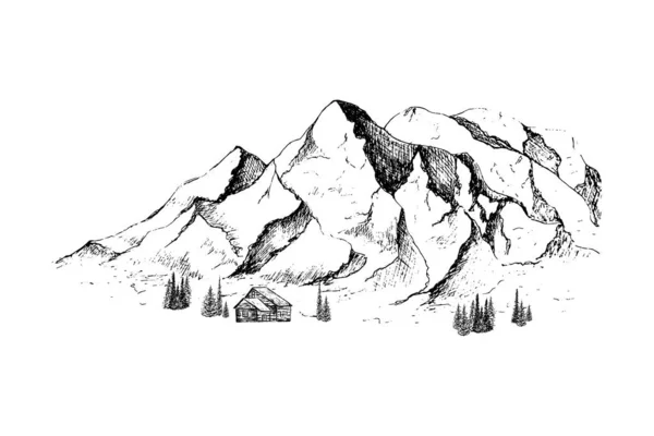 Puncak Batu Dan Bukit Salju Resor Ski - Stok Vektor