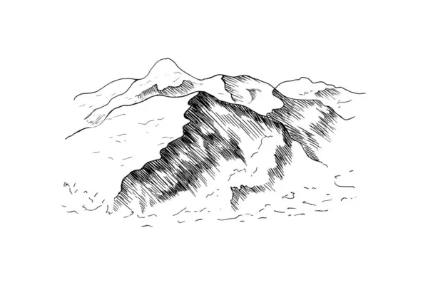 Karda Tepeler Kayalar Tepeler Kayak Merkezi — Stok Vektör