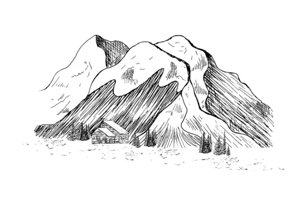 Κορυφές Βράχοι Και Λόφοι Στο Χιόνι Χιονοδρομικό Κέντρο — Διανυσματικό Αρχείο