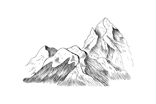Піки Скелі Пагорби Снігу Гірськолижний Курорт — стоковий вектор
