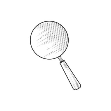 Eski büyüteç. Sembolü ara. Vektör oymacılığı çizimi..