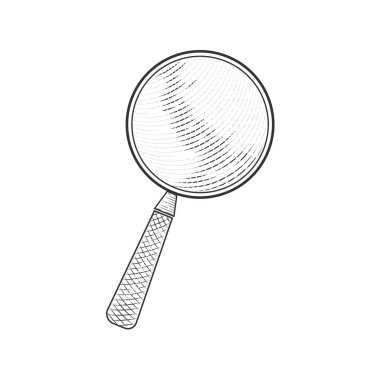 Eski büyüteç. Sembolü ara. Vektör oymacılığı çizimi..