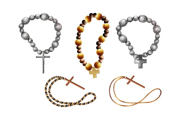 Religião Símbolo Vetor Ilustração Contas Oração Islâmica Ícone Tasbih — Vetor de Stock