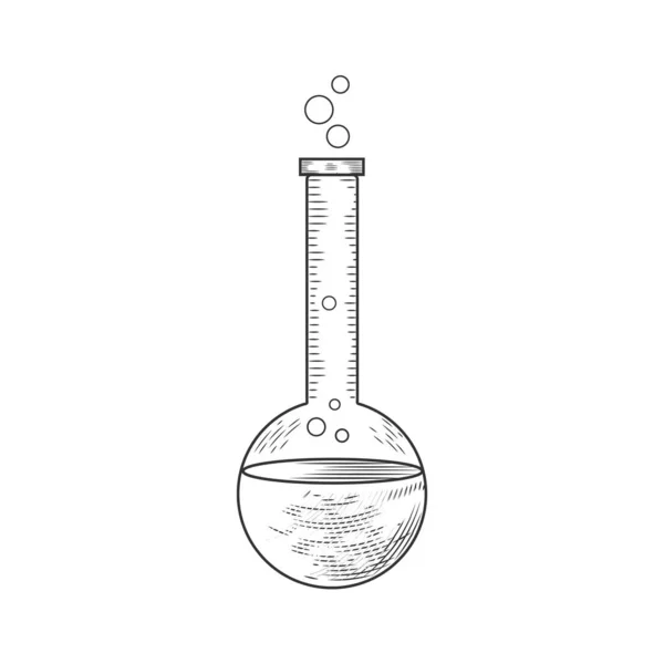 Frascos Vidrio Farmacéuticos Vectoriales Vasos Precipitados Tubos Ensayo Estilo Grabado — Archivo Imágenes Vectoriales